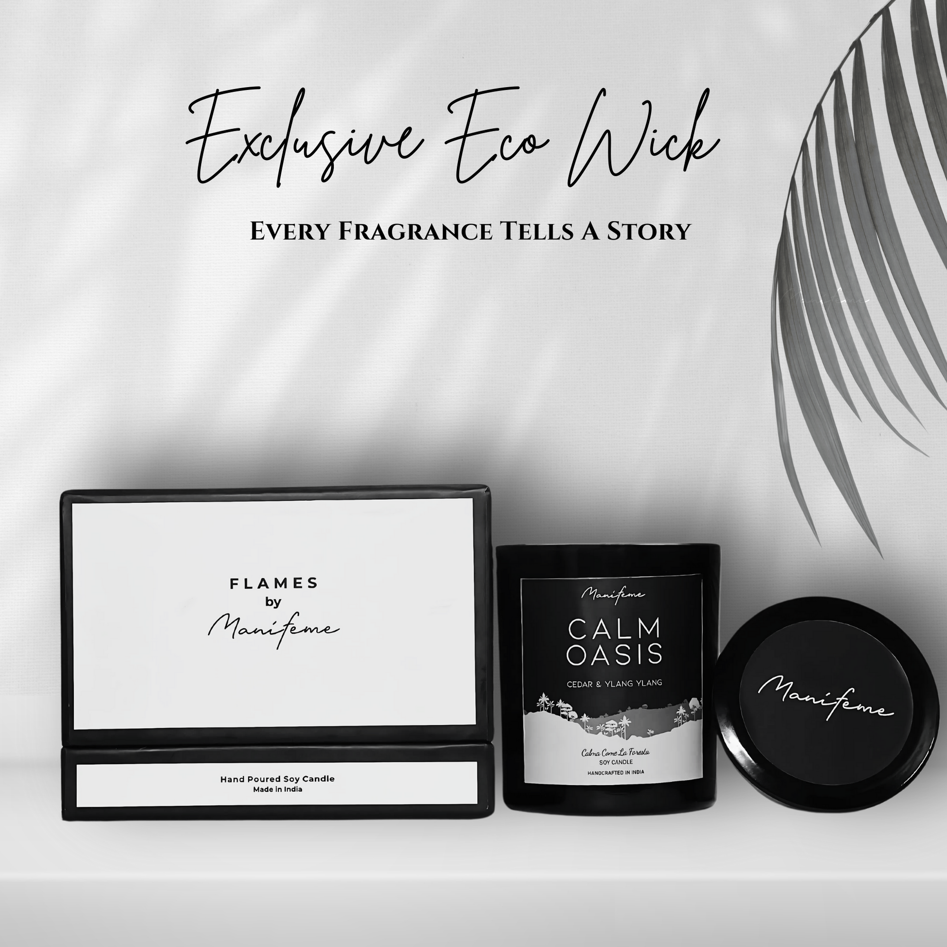 Manifeme Calm Oasis Soy Candle, Plant based best for home fragrance and luxury gifting.